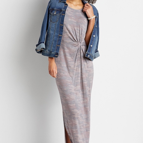 🌟HOST PICK🌟 NWT Maurices 24/7 camo knot front maxi dress - Picture 3 of 4